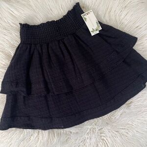 Chelsea and Violet "Smocked Ruffle skirt in Black" NWT